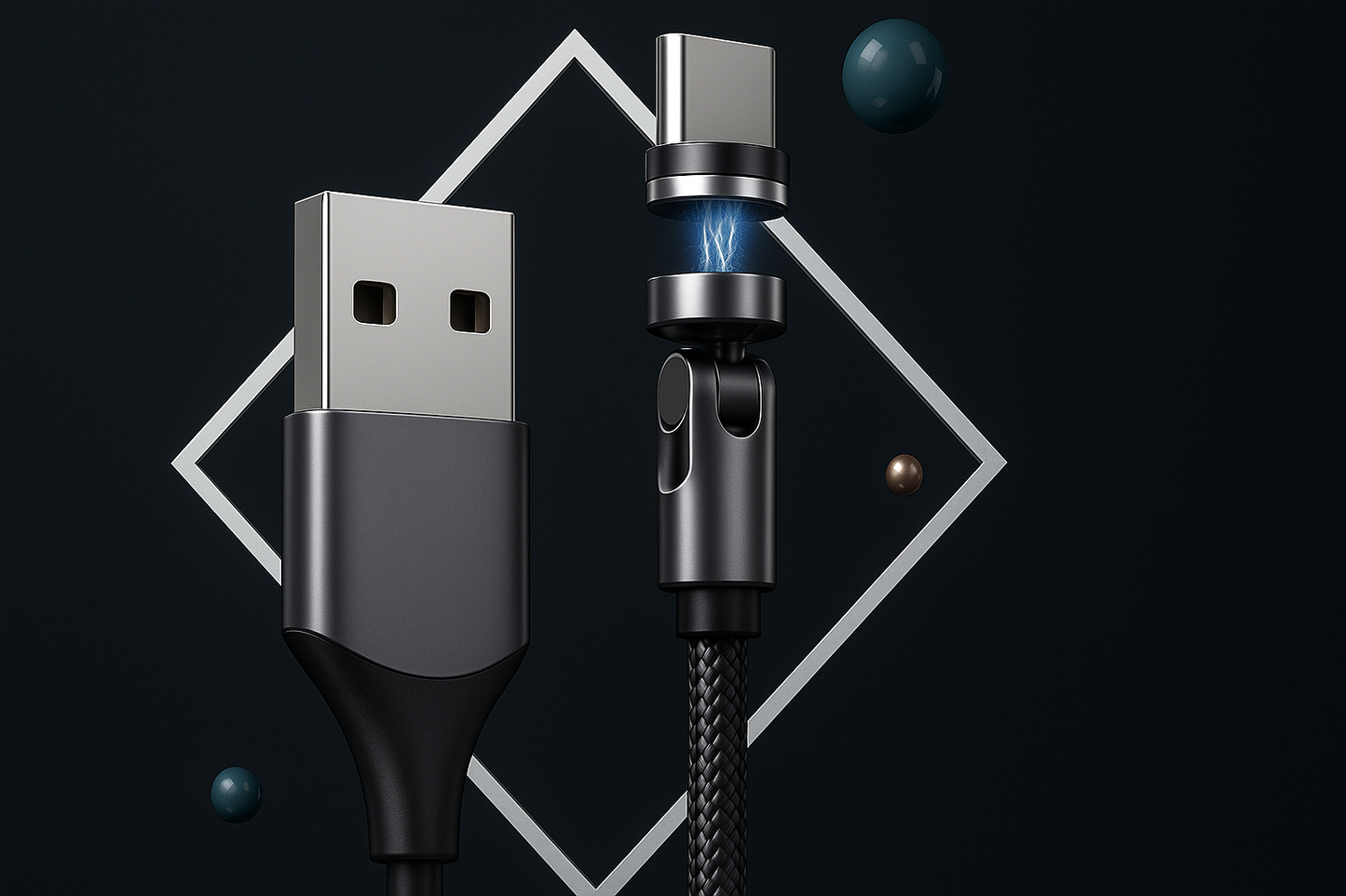 Aikoff MagLink™ Magnetic Charging Cable | 540° Rotation | Fast Charge | Durable Nylon Braided Cord